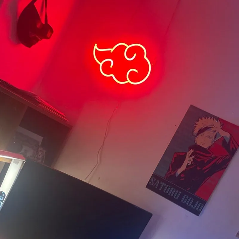 Imagem -05 - Sinal de Néon de Akatsuki Lâmpada de Nuvem Sinal de Anime Personalizado Sinal de Néon Led Luz Sinais Led para o Quarto de Casa das Crianças Decoração da Parede da Festa