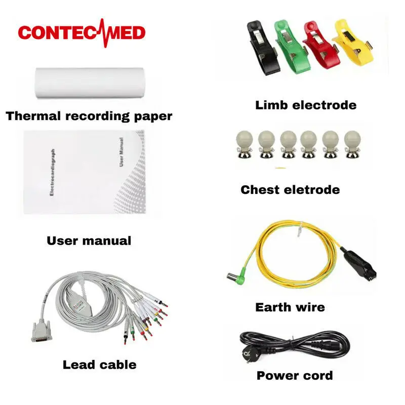 CONTEC 2021 New ECG E6 Touch Screen  Color 6 Channel 12 lead ECG/EKG Machine Electrocardiograph NEW Portable