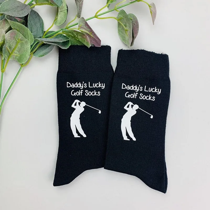 

Novel Combed men Socks with any text customize Golf socks father birthday gift Groomsman Groom party fun socks wedding keepsake