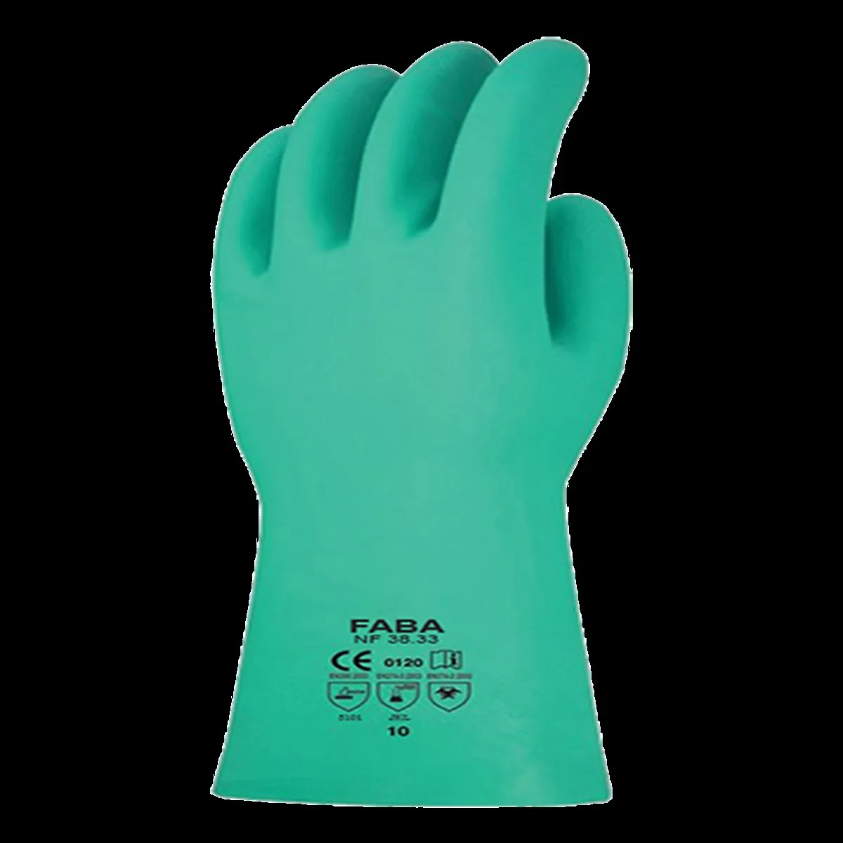 Faba Nf 38-33 Green Nitrile Gloves 5 Pcs Chemical-Resistant Nitrile Gloves Gauntlets for Industrial Chemical and Food-Handling