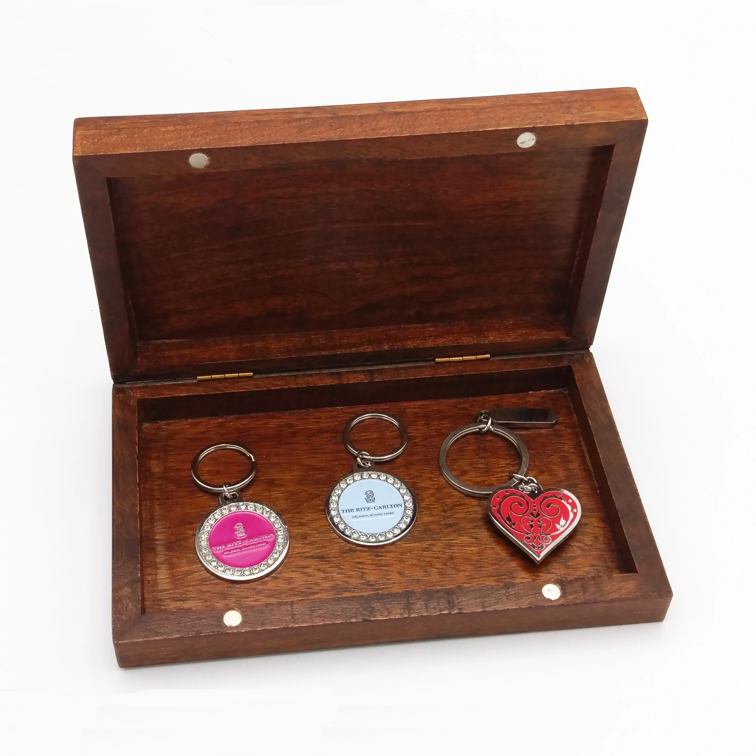 Wood Box for Jewels and Memories - Mother´s Day - Metal Medallion with Crystal Dome - Choose among 8 different designs.