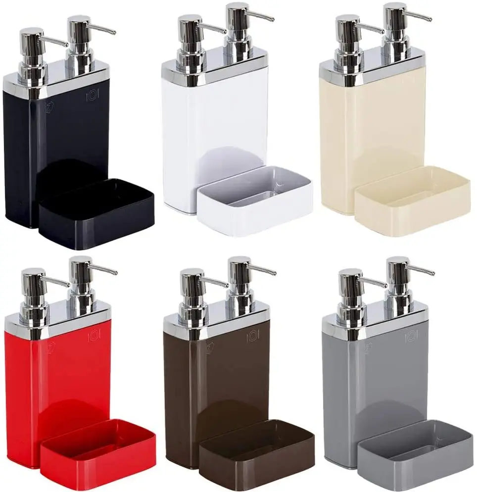 

Double Liquid Soap Dispenser Detergent Dispenser Acrylic Dish Sponge Holder Kitchen Bathroom Accessories Washing Refillable