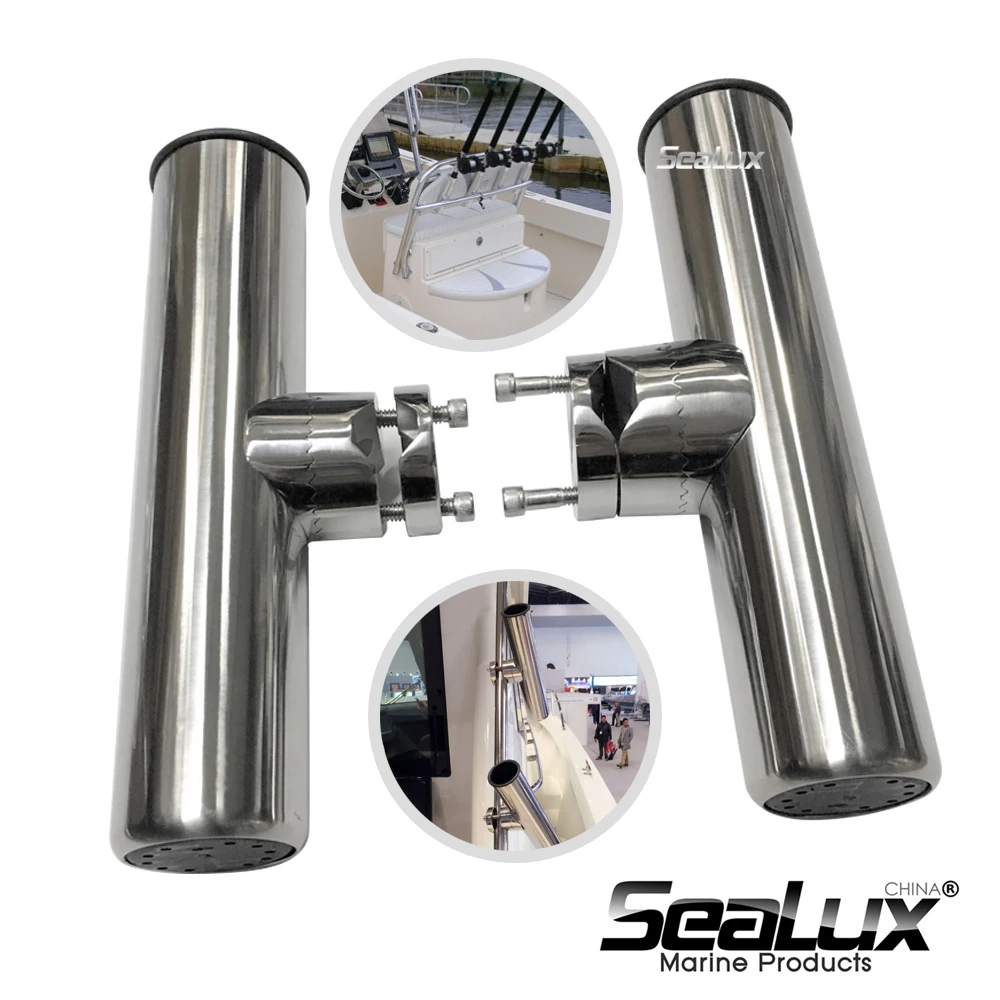 Sealux Marine grade Stainless steel Removble Clamp Fishing Rod Holder Tube Deck Mount Yacht Fishing Boat