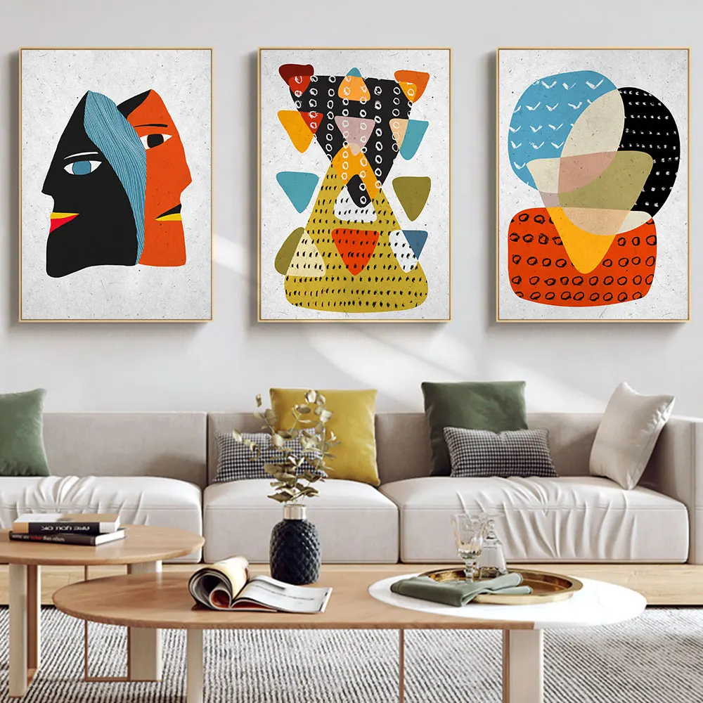 

Nordic African Black Woman Art Abstract Geometry Art Posters And Prints Afro Bohemian Canvas Paintings Mural Pictures Decoration