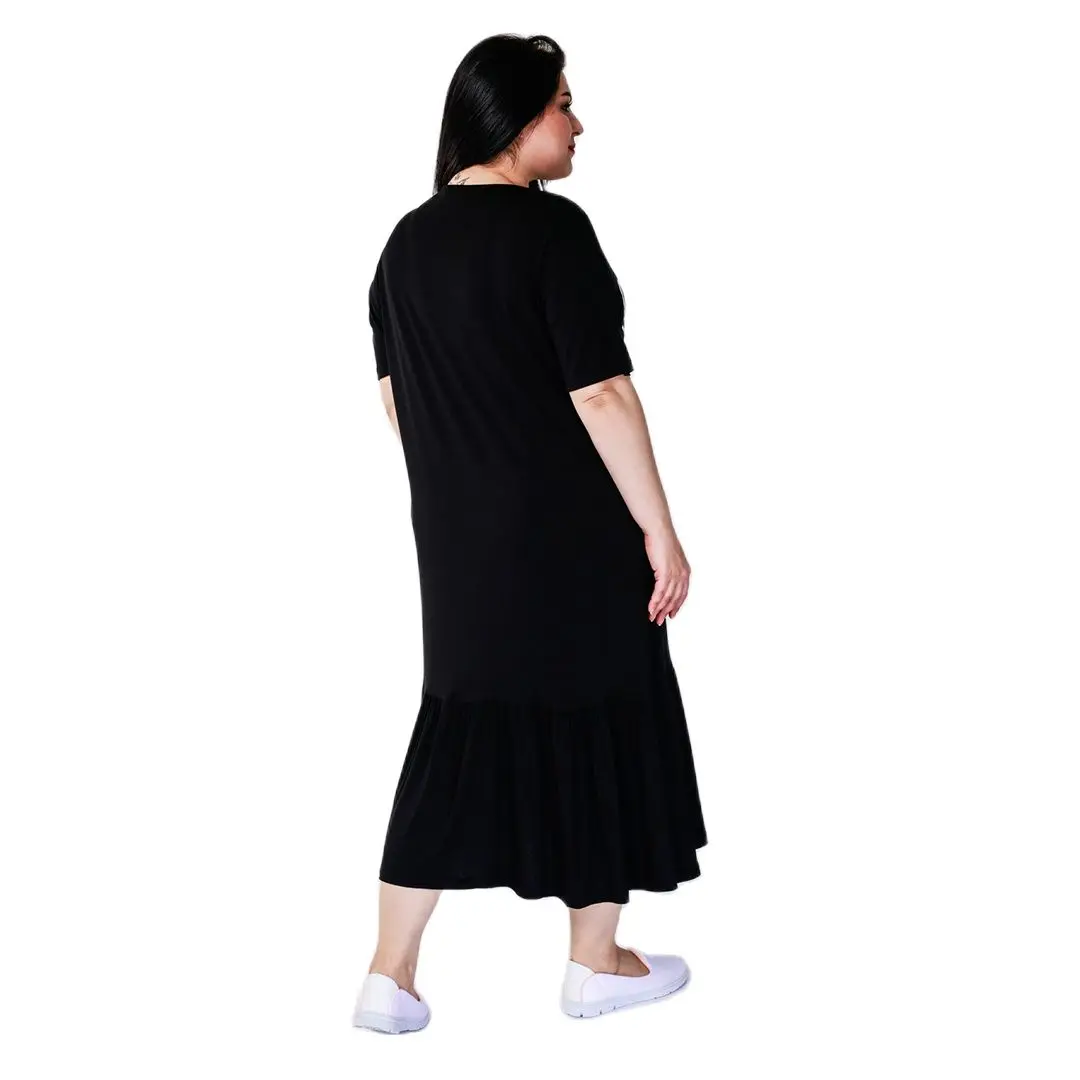 Robe noire sans manches avec détails de pampilles brodées ethniques pour femmes, de grande taille, conçue et fabriquée en turquie, nouvelle collection