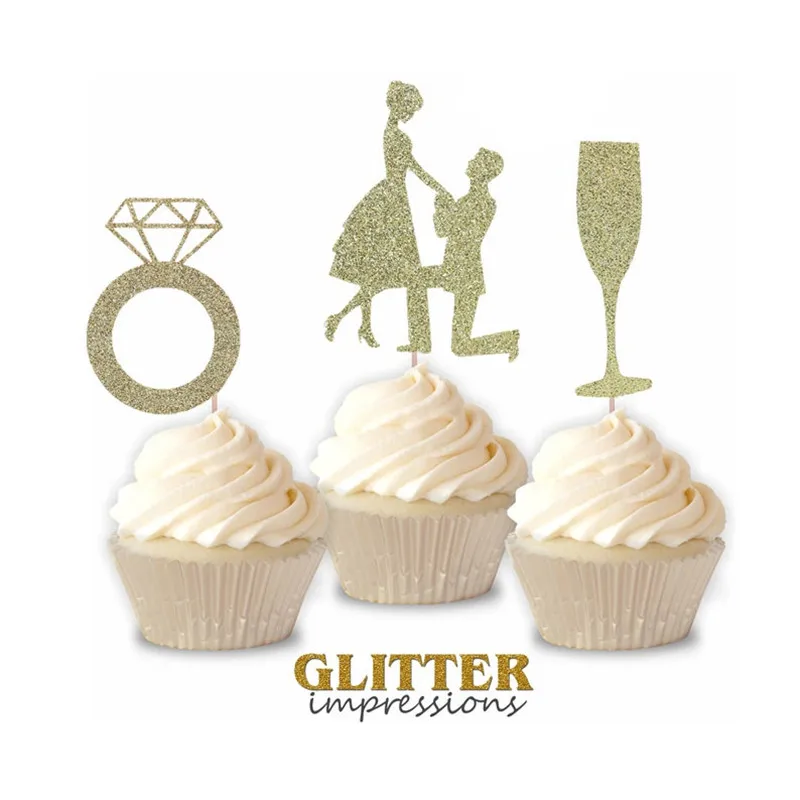 

Personalize Cupcake Topper, Sparkly, Glitter, Engagement, Wedding Party, Proposal, Partymilestones, Custom, Any, 2020