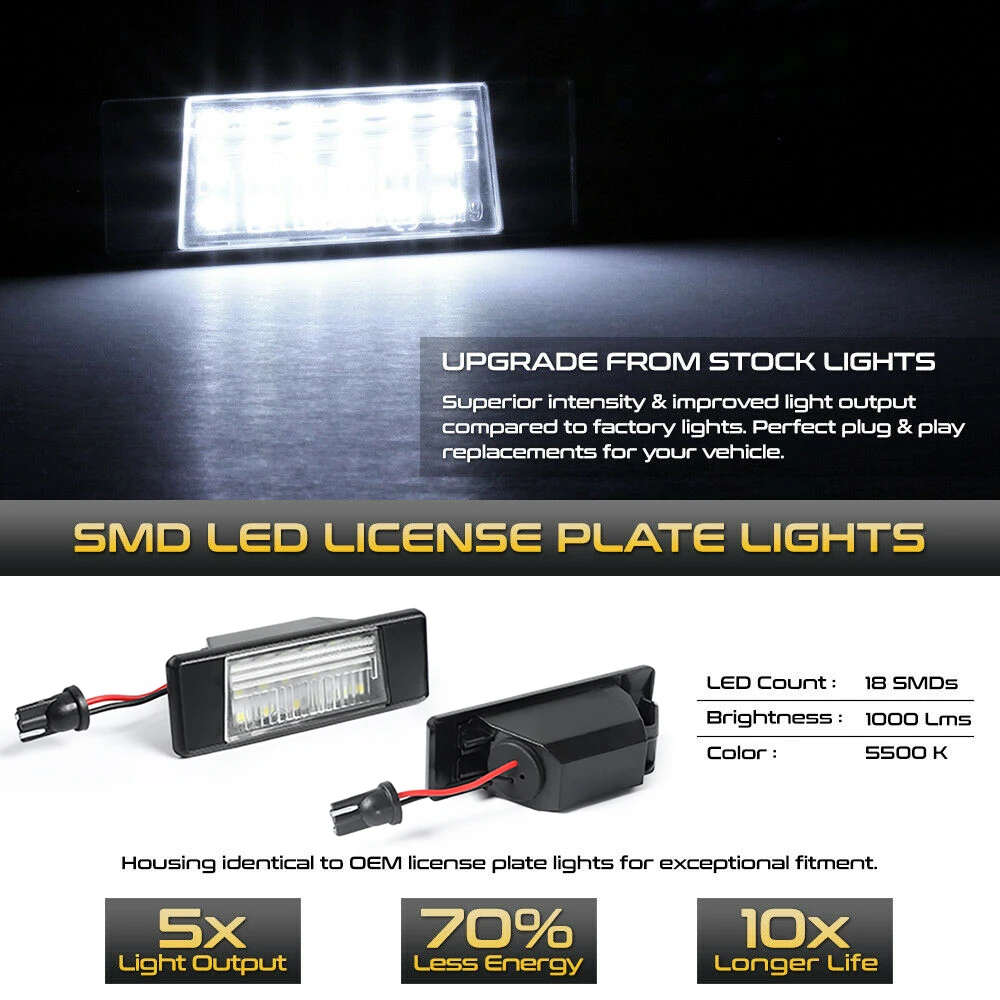 Éclairage de plaque de planificateur LED, MF iti Q50, Nissan Qashqai J11, Primera P12, Atofinder R51 X-Trail T31, Juke F15, Micra Versa Navara