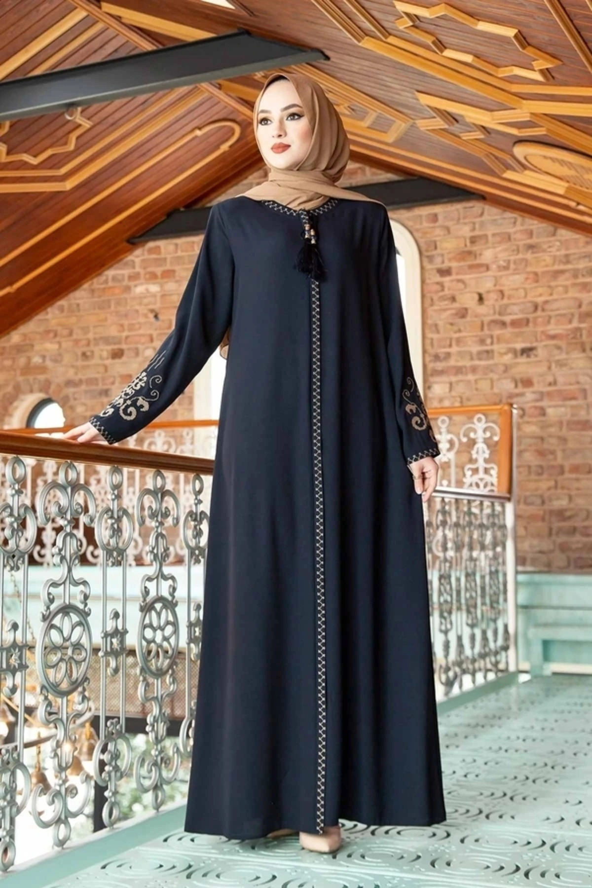 Vestido Abaya con mangas bordadas para mujer, ropa islámica de moda turca musulmana, Dubai, estanbulstyles, 2022