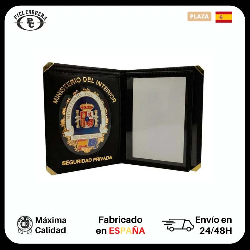 Europe badge private security badge wallet included, handlework Ubrique leather wallet top quality