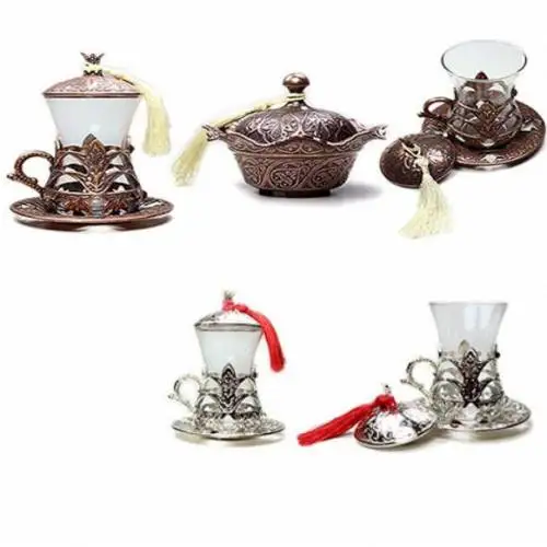 Traditional Ottoman Motif 2 Personality Tea Set Turkish Handmade 7 Piece teaware cup tea handmade bowl beautiful mugs turkish tea set vintage Saucer creative Latte Cup free shipping products service coffee Weights unde