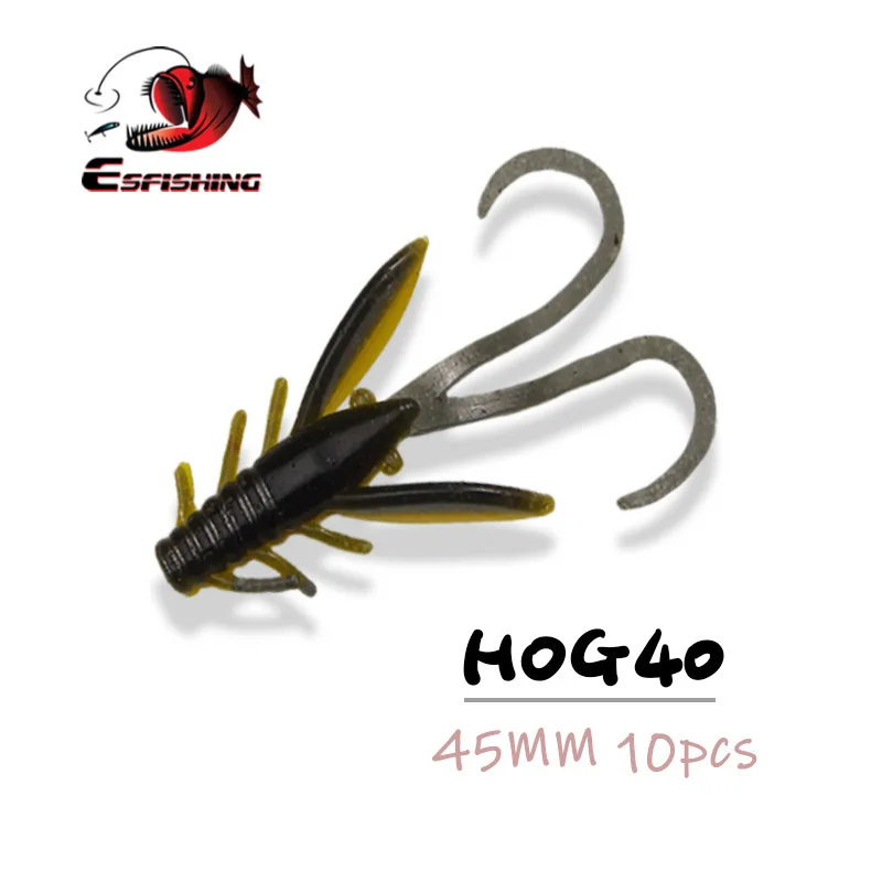 

ESFISHING Soft Plactics Bait HOG40 45mm0.8g Shrimp Crawfish Injected Scents Salts Pesca Ice Mini Fishing Lure Tackle