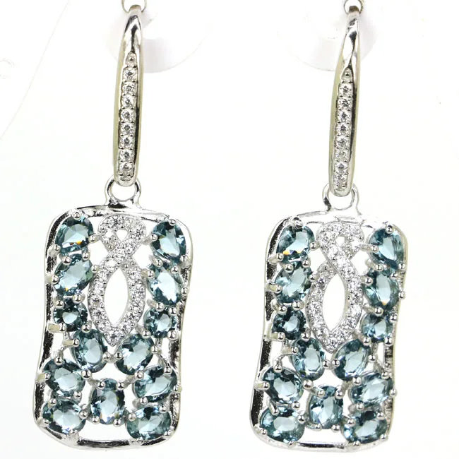 

39x13 мм Jazaz 4,9 г розовый морганит фиолетовый аметист Лондон синий топаз изумруд рубин CZ женские серьги из стерлингового серебра 925 пробы