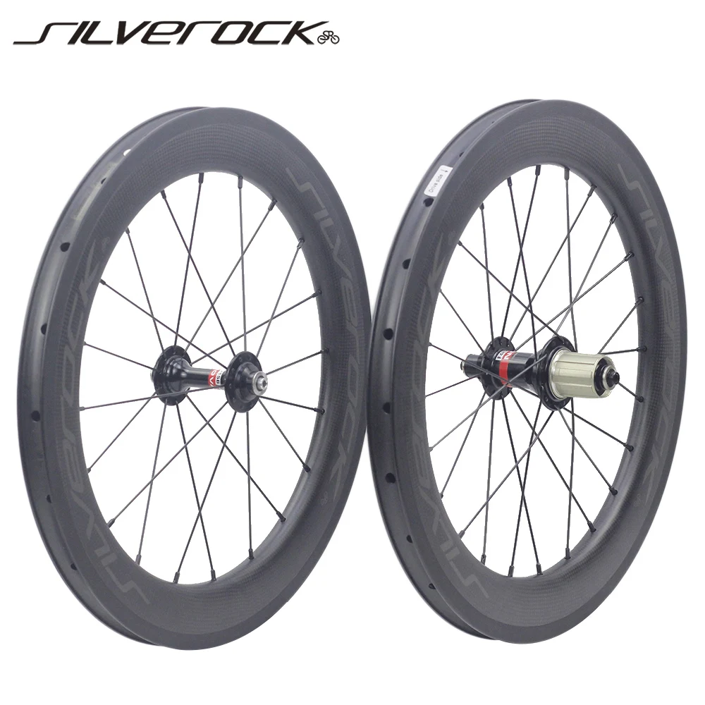 

SILVEROCK Carbon Wheels Novatec Hub 451 406 20in 1 1/8" 22" Caliper Rim Brake 50mm Clincher for Minivelo Folding Bike Wheelset