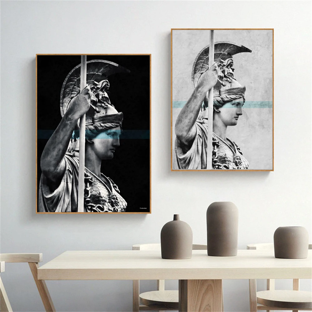 

Marble Sculpture Athena Art Painting Canvas Classical White and Black Wall Prints Poster Pictures for Living Room Home Decor