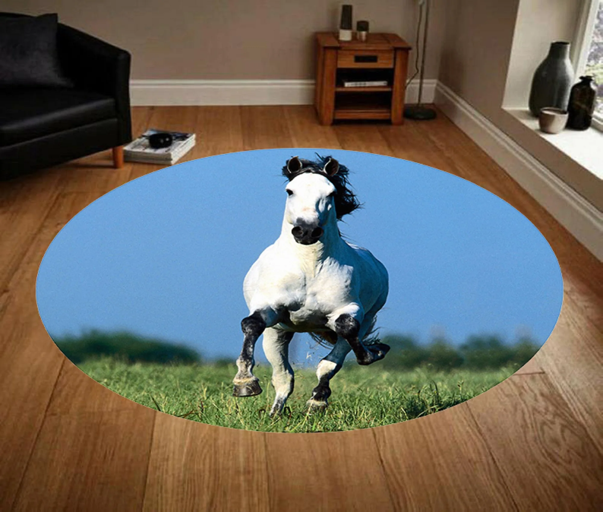 Horse Rug, Girls Room Rug, Round Rug,Round Carpet,Pattern Round,Popular Rug,Themed Rug,Home Decor,Gift For Him,Gift For Her