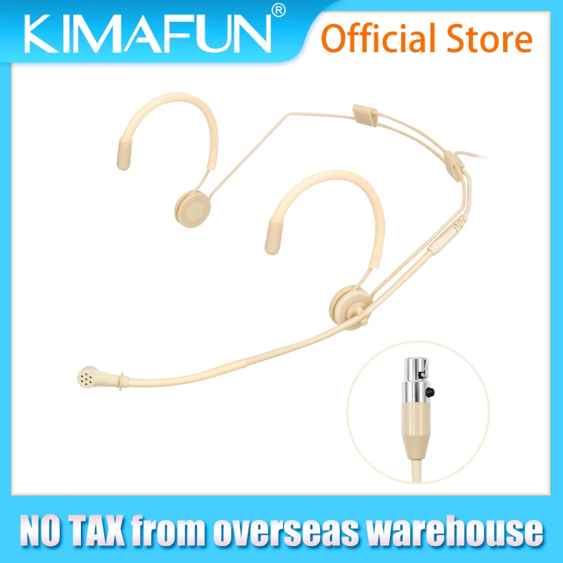 

KIMAFUN Double Ear Hang-on Microphone Unidirectional Wired Audio Boom Condenser Headset Microphone for Singing,Meeting,Church