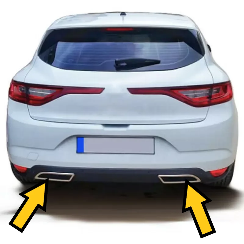 

Exhaust Diffuser Chrome Cover Megane 4 HB 2016 2020 Stainless Steel Frame Tuning Modify External Accessory 2 Pcs Chromium Parts