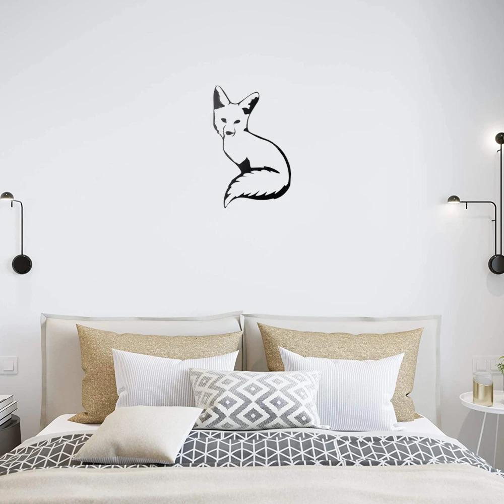 Fox Metal Wall Art Decor Laser Cut Hanging for Indoor Outdoor Home Office Decorative Garden Bedroom Livingroom Plaque Kitchen