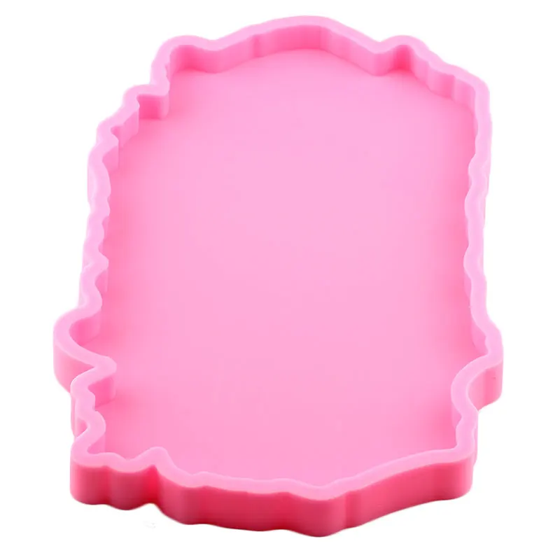 Shiny High Quality 9.4*16.5inch Square Shape Silicone Molds Epoxy Resin DIY Geode Coasters Mould for Trays Coffee Table