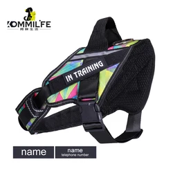 KOMMILIFE Nylon Adjustable Dog Harness Personalized Pet K9 Harness For Dogs Reflective Breathable Pet Dog Harness No Pull