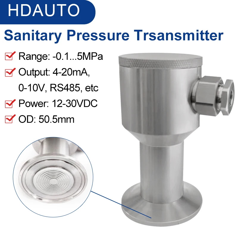 Sanitary pressure transmitter ferule sensor full stainless steel shell clamp 50.5mm quick installation for milk pharmaceutical