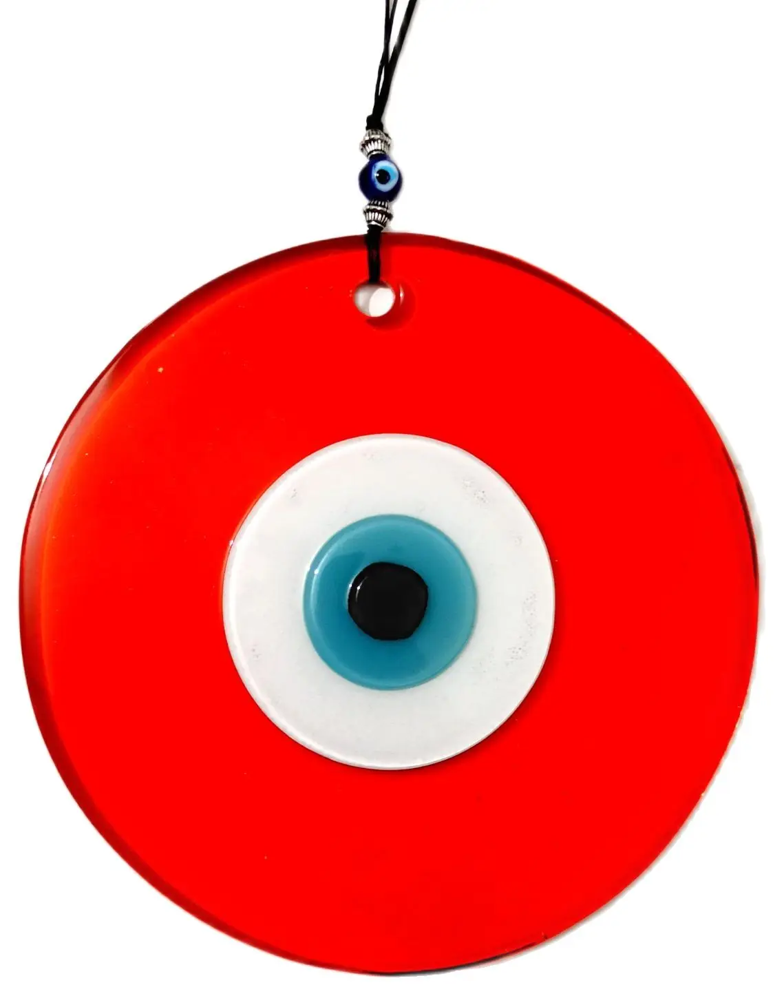 Orange Color 16 Centimeter Handmade Glass Evil Eye Bead Wall Ornament