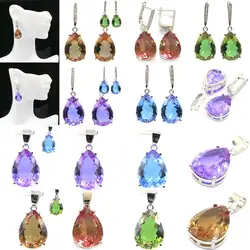 High Trendy Polished Shiny Hot Sell Color Changing Alexandrite Topaz Zultanite Gift For Sister Silver Pendant Earrings
