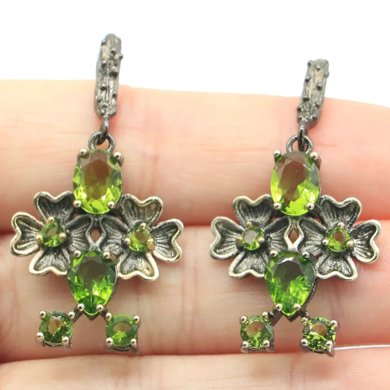 

Buy 3 get 1 free 42x21mm 7g Rhodolite Garnet Green Peridot Smokey Topaz Women Black Gold Silver Earrings Pendant