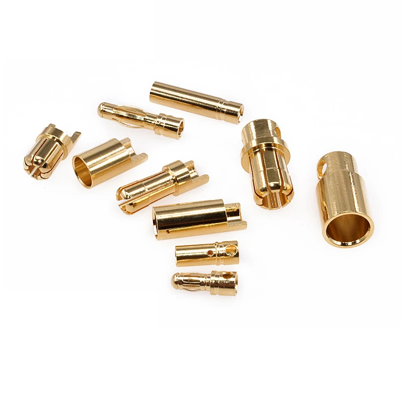 DXF10PCS 2.0mm/3.0mm/3.5mm/4.0mm/5mm/5.5mm/6mm/8mm RC Battery Gold-plated Bullet Banana Plug Male Female  Connector