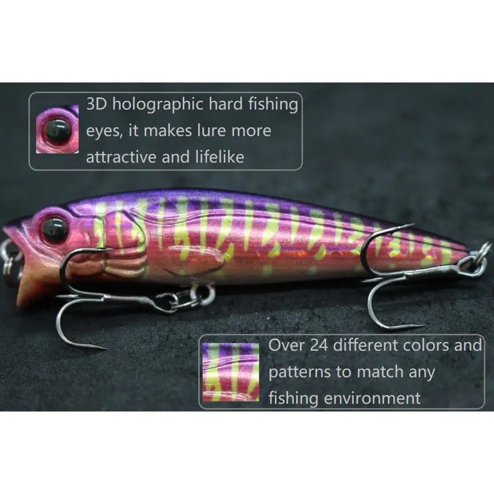 Wlure Vissen Lokken 7.5Cm 9.5G Topwater Popper Wandelen Lokken Zigzag Action Drijvende Aas 3D Hard Ogen W751