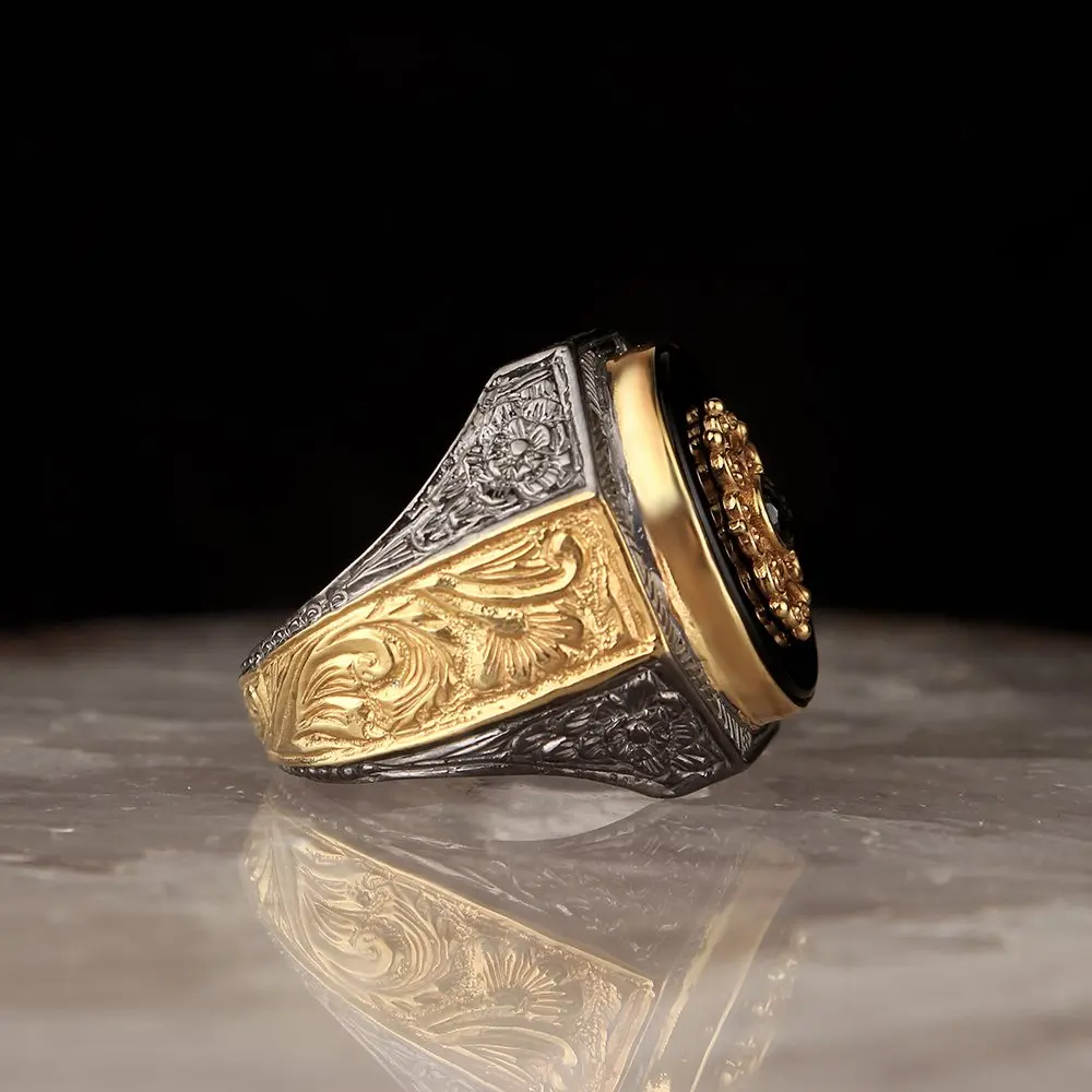 Pen İşçilikli Lapping Coated Handwork Silver Men 'S Ring