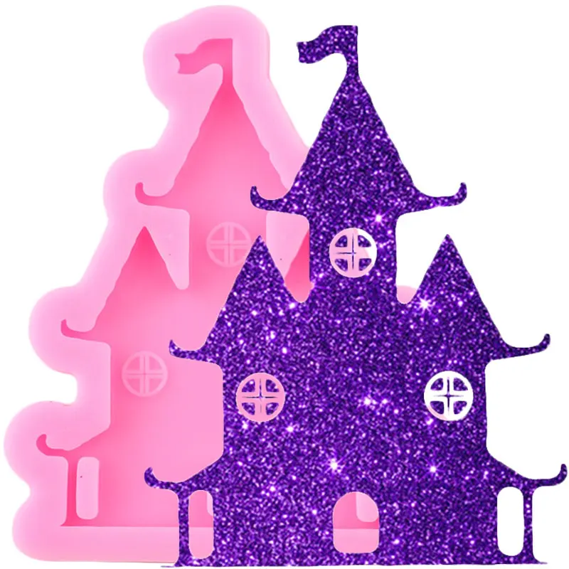 Halloween Haunted House Keychain Silicone Mold Castle DIY Craft Necklace Epoxy Resin Jewelry Making Pendant Polymer Clay Moulds