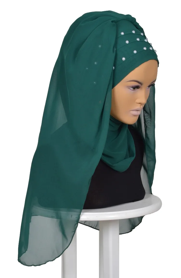 Pearl DetaylıBaşörtüsü muslim women headband turbans scarves for women fashion shawl kerchief hand embroidered practical shawl hijab mujer arab