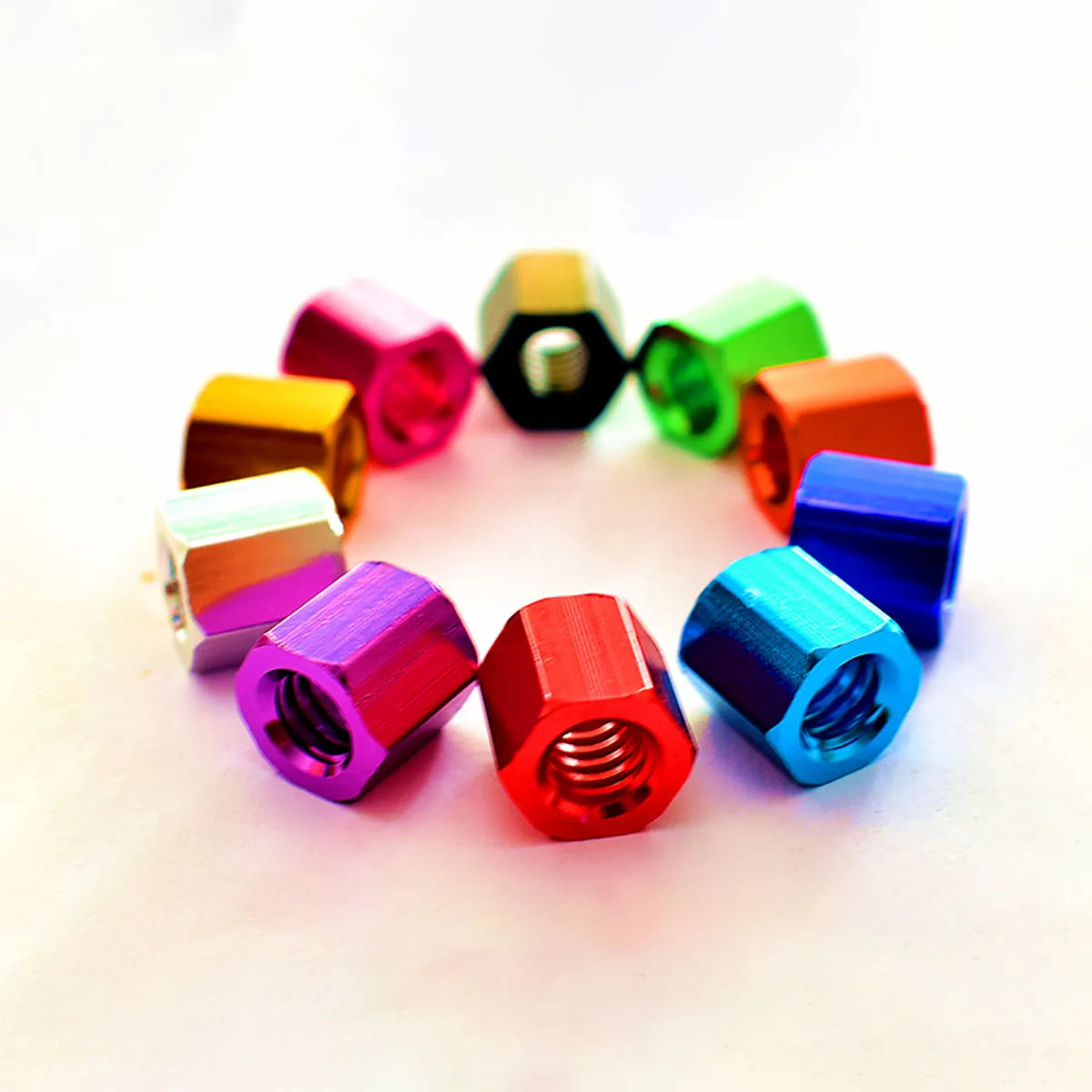 5 pezzi UNC 6 #-32, 1/4-20 filetto colorato in lega di alluminio dadi esagonali lunghi asta di accoppiamento dadi esagonali dadi di spaziatura