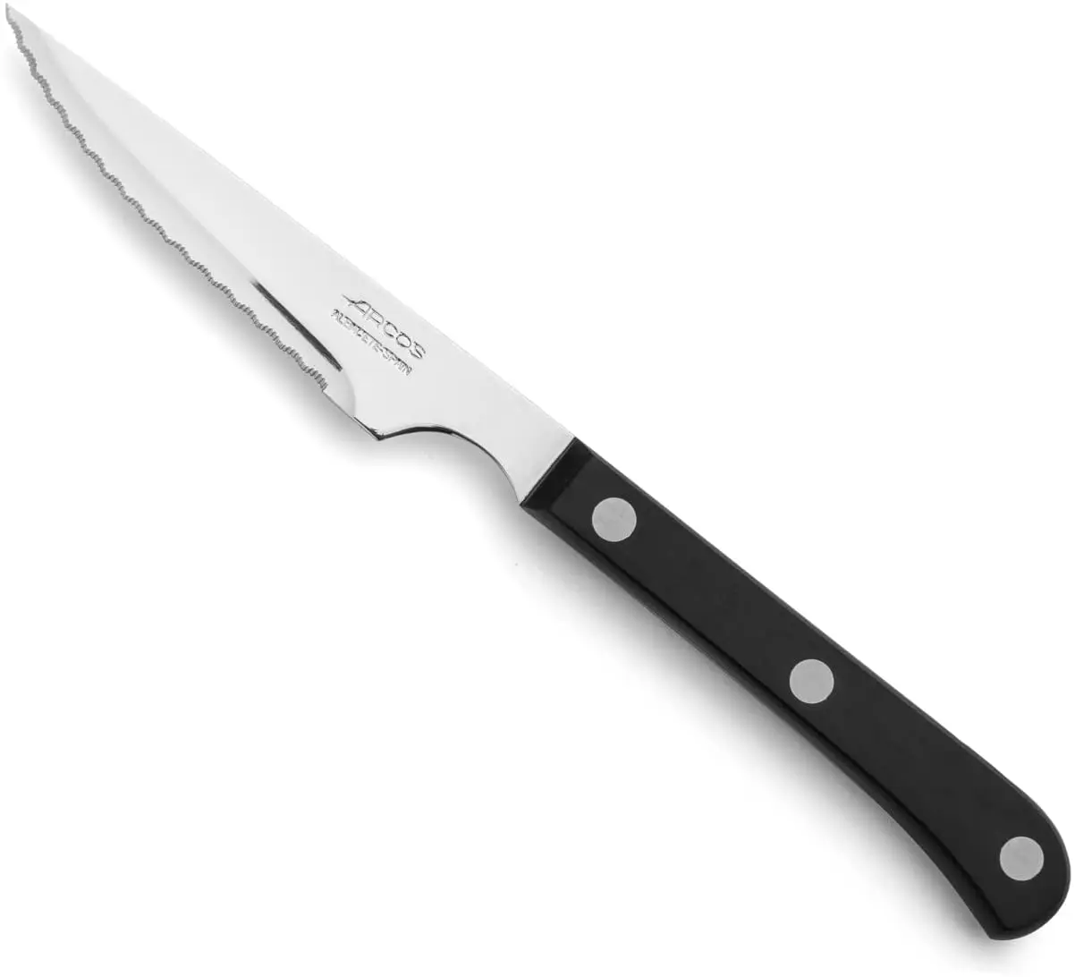 Arches series table knives, pacifier knife, 115 mm Nitrum stainless steel serrated sheet, black Color polyoximethylene handle