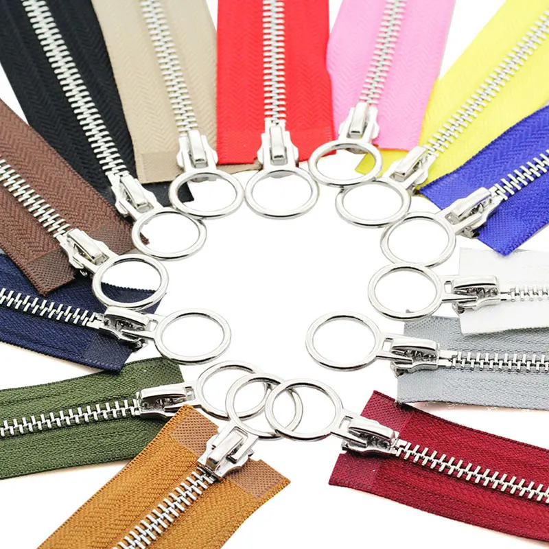 1PC 5# Long Zip Open Ended Metal Zipper Jacket Double Slider DIY Sewing Circle Sliders Garment Accessories