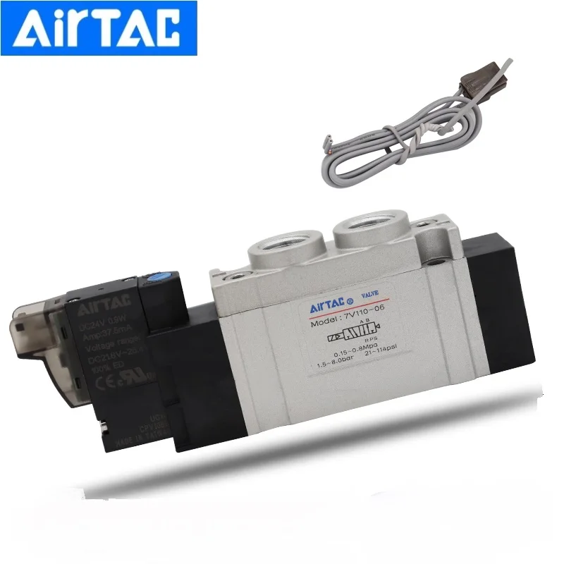 

Airtac Original 7V Series Solenoid Valve Pneumatic Control Valce 7V130C-06-B/A/F/C-050/200 7V130C06B050 With 0.5m Wire