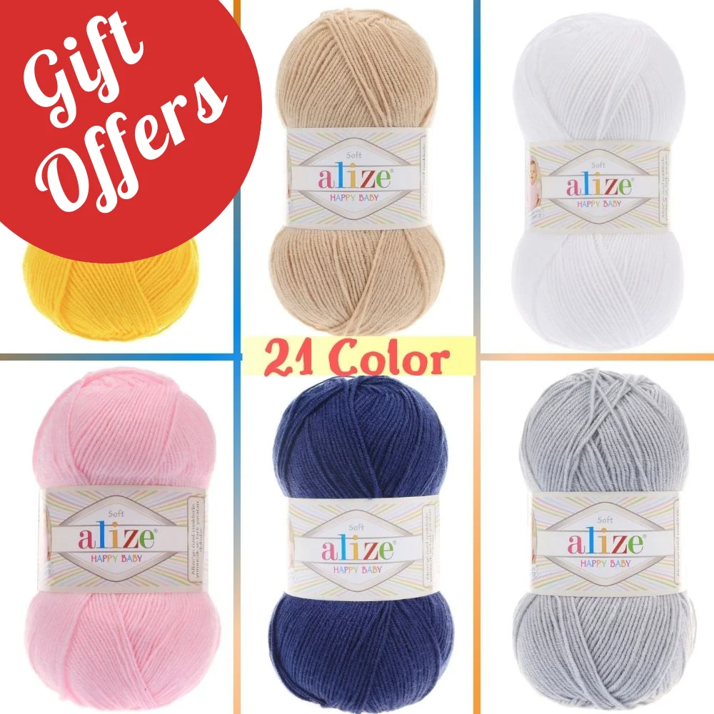 Alize Happy Baby 5 Ball Hand Knitting Yarn, 100 grams 330 meters, Acrylic, Polyamide Autumn / Winter Season, Thread, Crochet, Clothes, Cardigan, Blouse, Quality, Hobby, Knit, Palmie Store,  Made In Turkey - DIY