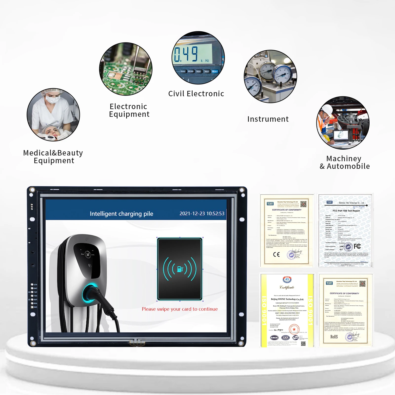 10.1 Inch TFT monitor controller Text display, image display, curve display as well as touch function, Video & Audio function