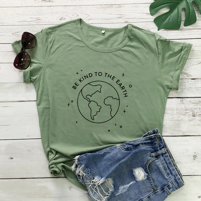 

Be Kind To The Earth 100% Cotton T-shirt Aesthetic Women Earth Day Tshirt Love Your Mother Environment Top Tee Shirt