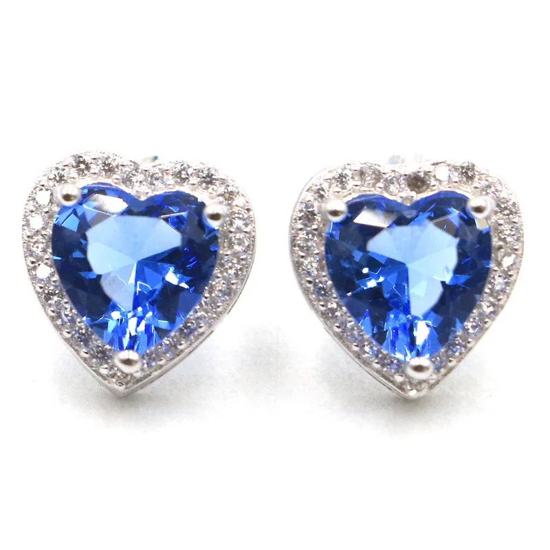 Buy 4 Get 1 Free 925 Sterling Silver Stud Earrings 11x11mm Jazaz Lovely Heart 2.7g Citrine Citrine Blood Ruby Tanzanite