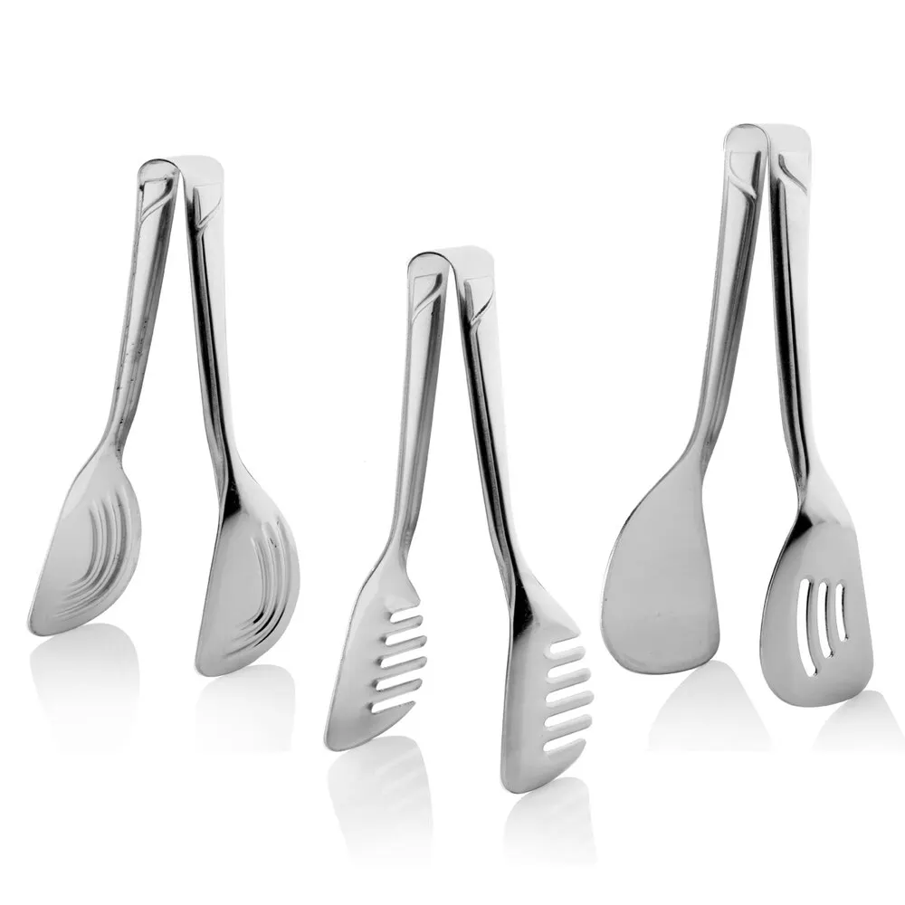 Steel Lux 3 Pcs Tongs Serving Set Tongs Serving Set Cake, Salad and Pasta Tongs Steel Luxury 3-Piece 22cm Tongs Set Kitchen Tool