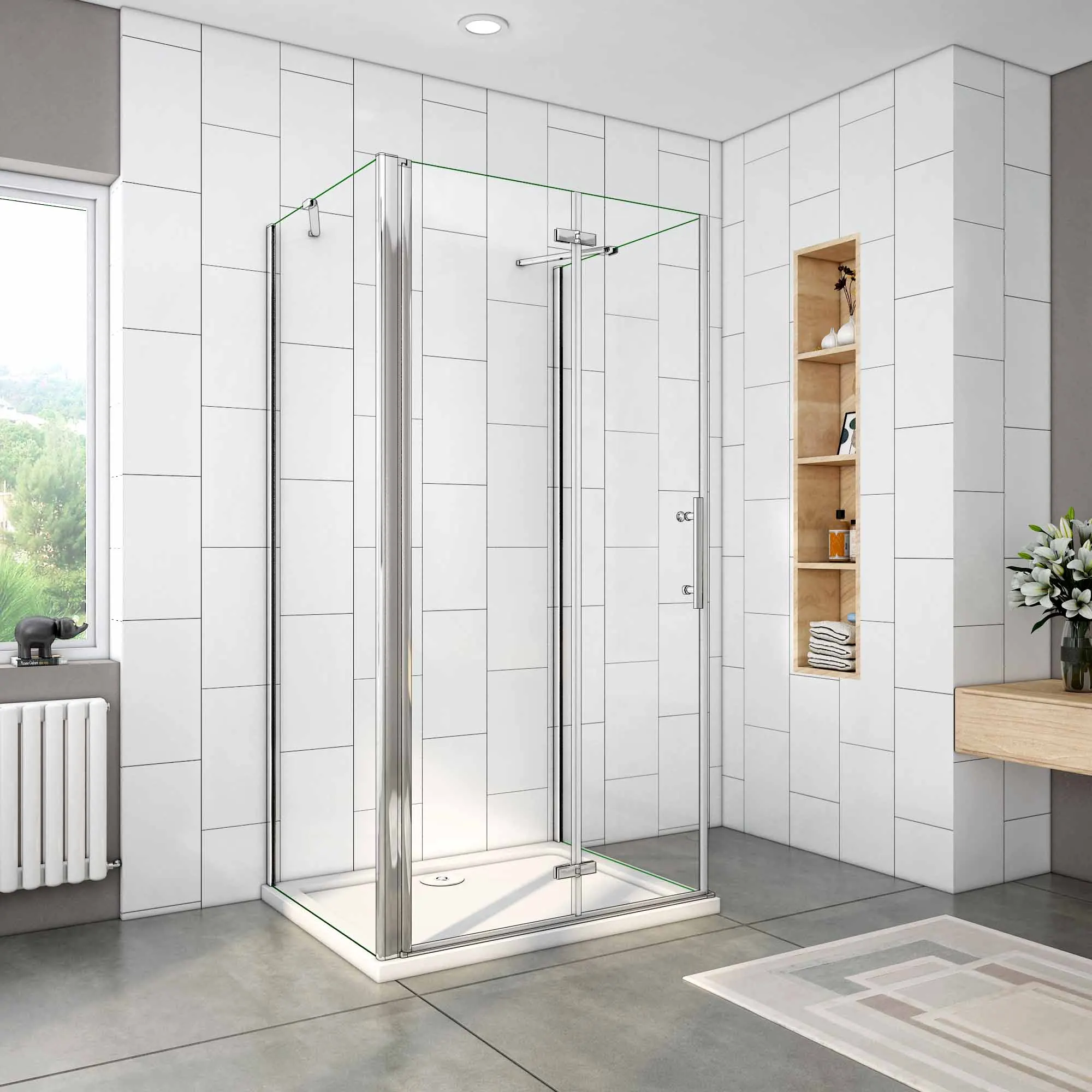 195cm shower enclosure folding U-shaped shower enclosure screen 6MM EASYCLEAN tempered glass