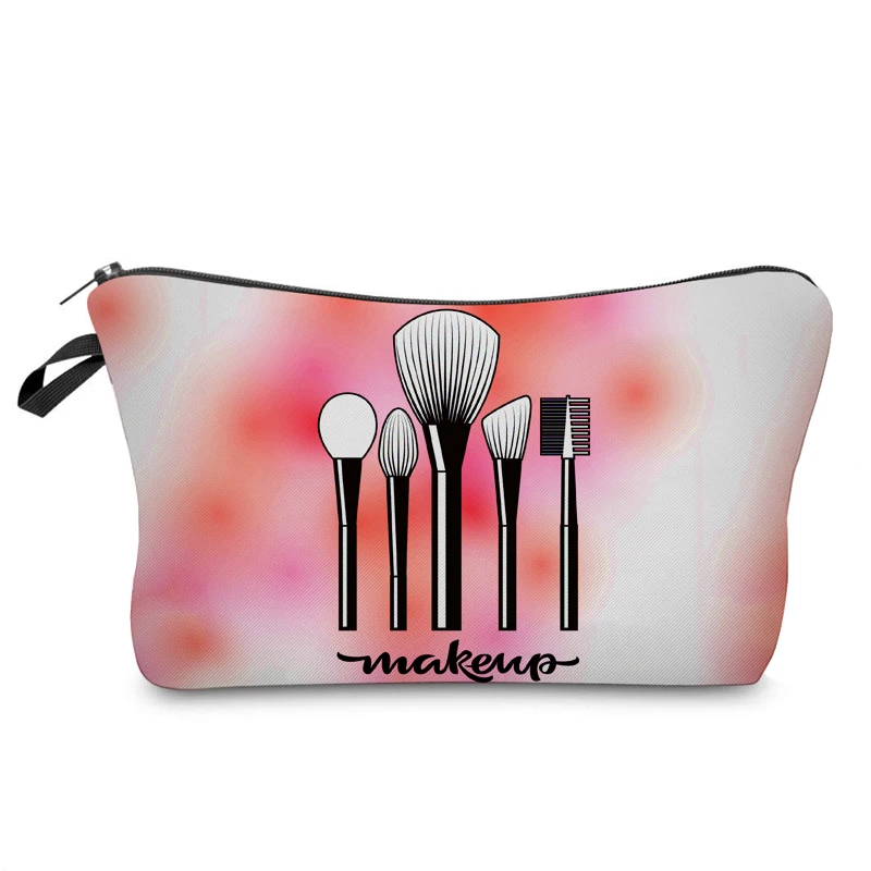 Sac à pinceaux de maquillage imprimé pour femme, trousse cosmétique souple et pliable, rangement portable, trousse de toilette de voyage, trousse à