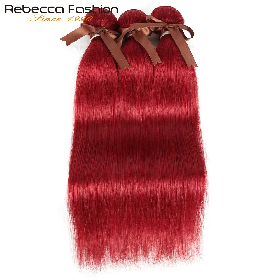 Rebecca Straight Hair Bundles Red Oxbloond Human Hair Bundles 3/4Bundles Brazilian Hair Weave Bundles Deal Human Hair Extensions