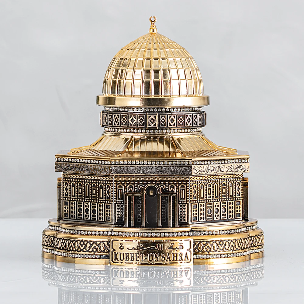 

23 Cm Dome of the Rock The Holy Quran Box Trinket Gold Kubbet-Ü Sahara Trinket Sacred Place Trinket Model with Holy Quran