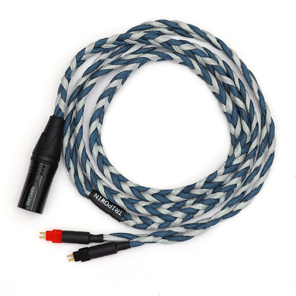 Tripowin GranVia 26AWG 36 Stränge x 4 Core Handgemachte Kopfhörer Ersatz Kabel für HD650 HD580 HD800 HIFIMAN ANANDA Grau – Detail 11