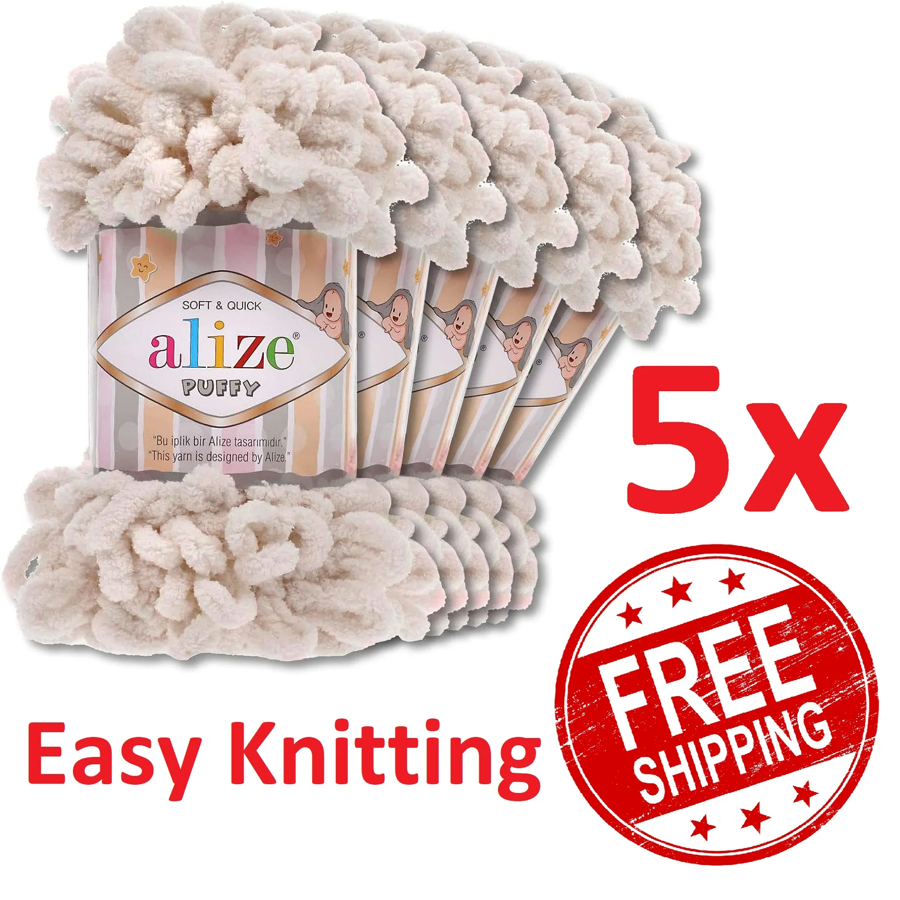 Alize Puffy - Free Shipping - 5 Balls Yarn Finger Crochet Amigurumi Easy Hand Knitting Velvet Plush Soft Baby Blanket Bulky Loop