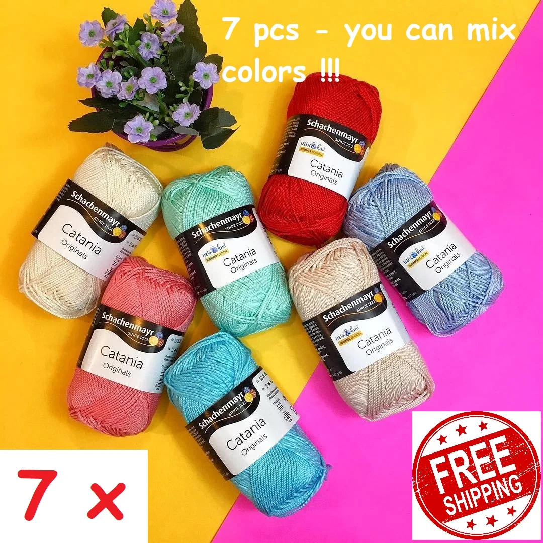 Schachenmayr Catania Originals 7 LOT/BALLS (Free Shipping) %100 Cotton Yarn Knitting Crochet Natural Thread Amigurumi Wool Toy