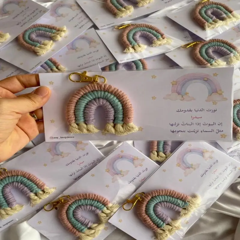 Handmade Card Macrame Keychain 50 PCs Customizable Wedding Baby Shower Engagement Henna And In All Organizations With You